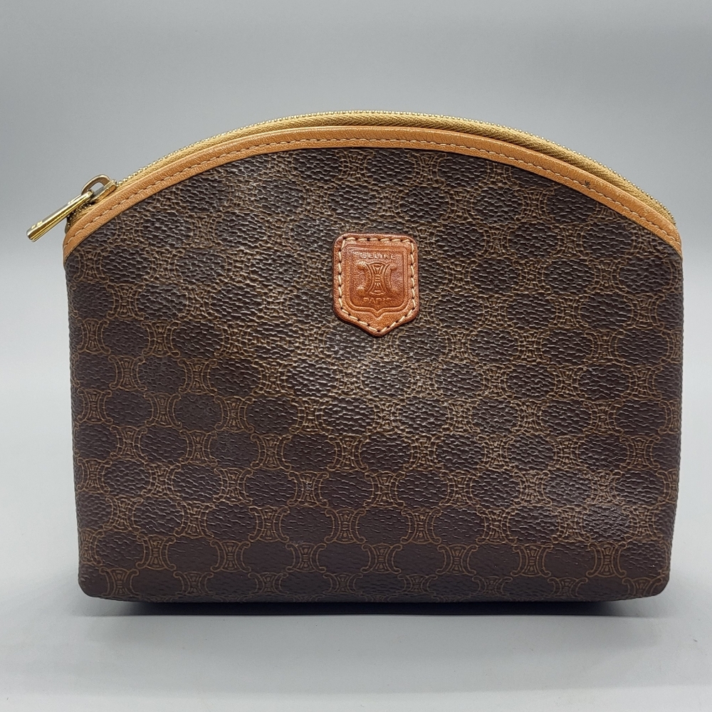 Céline Vintage Brown Macadam Cosmetic Pouch